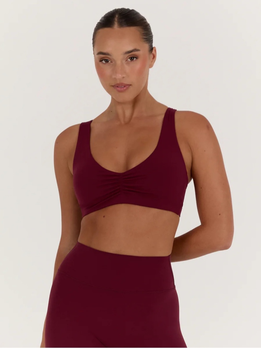 Muscle Republic Berry Ruched Scoop Sports Bra